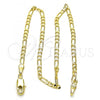 Oro Laminado Basic Anklet, Gold Filled Style Figaro Design, Polished, Golden Finish, 5.222.018.10