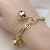 Oro Laminado Charm Bracelet, Gold Filled Style Rolo and Ball Design, Polished, Golden Finish, 03.331.0296.08