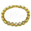Oro Laminado Fancy Bracelet, Gold Filled Style Heart and Butterfly Design, with White Cubic Zirconia, Polished, Golden Finish, 03.283.0473.07