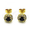 Oro Laminado Stud Earring, Gold Filled Style with Black and White Cubic Zirconia, Polished, Golden Finish, 02.344.0081.5