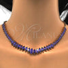 Oro Laminado Necklace and Earring, Gold Filled Style with Amethyst Cubic Zirconia, Polished, Golden Finish, 06.221.0014