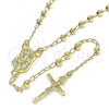 Oro Laminado Thin Rosary, Gold Filled Style Jesus and Crucifix Design, Polished, Golden Finish, 09.213.0032.24