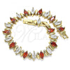 Oro Laminado Tennis Bracelet, Gold Filled Style with Garnet and White Cubic Zirconia, Polished, Golden Finish, 03.283.0021.1.08