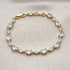 Oro Laminado Tennis Bracelet, Gold Filled Style with White Cubic Zirconia, Polished, Golden Finish, 03.283.0023.08