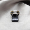 Stainless Steel Mens Ring, Double Design, Black Enamel Finish, Golden Finish, 01.63.0687.05