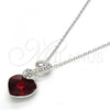 Rhodium Plated Pendant Necklace, Heart Design, with Siam and Aurore Boreale Swarovski Crystals, Polished, Rhodium Finish, 04.239.0044.9.18
