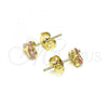 Oro Laminado Stud Earring, Gold Filled Style with Pink Cubic Zirconia, Polished, Golden Finish, 02.213.0359