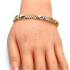 Oro Laminado Necklace and Bracelet, Gold Filled Style Dolphin Design, with White Crystal, Polished, Golden Finish, 06.185.0011