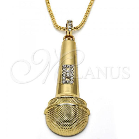 Oro Laminado Pendant Necklace, Gold Filled Style with White Crystal, Polished, Golden Finish, 04.242.0063.30