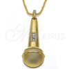 Oro Laminado Pendant Necklace, Gold Filled Style with White Crystal, Polished, Golden Finish, 04.242.0063.30