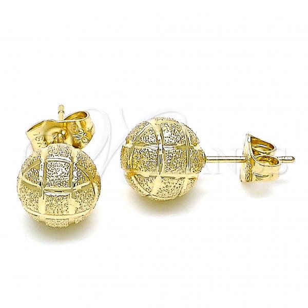 Oro Laminado Stud Earring, Gold Filled Style Matte Finish, Golden Finish, 02.100.0108