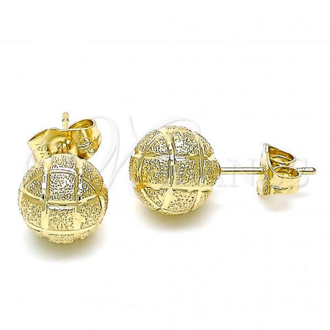 Oro Laminado Stud Earring, Gold Filled Style Matte Finish, Golden Finish, 02.100.0108