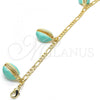 Oro Laminado Charm Bracelet, Gold Filled Style Shell Design, Turquoise Enamel Finish, Golden Finish, 03.63.2093.08