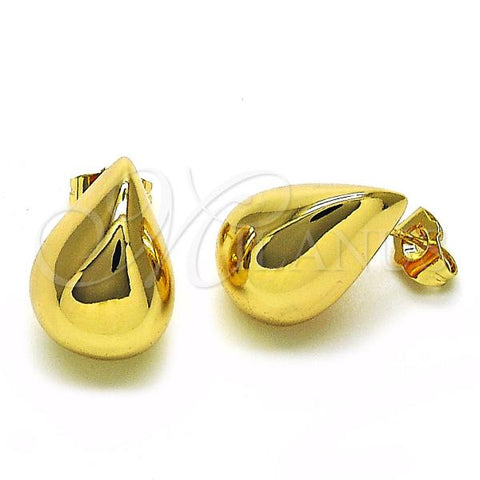 Oro Laminado Stud Earring, Gold Filled Style Teardrop Design, Polished, Golden Finish, 02.195.0277