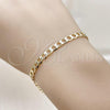 Oro Laminado Basic Bracelet, Gold Filled Style Curb Design, Polished, Golden Finish, 5.222.005.07