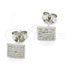 Sterling Silver Stud Earring, with White Micro Pave, Polished, Rhodium Finish, 02.186.0033