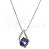 Rhodium Plated Pendant Necklace, with Amethyst and Aurore Boreale Swarovski Crystals, Polished, Rhodium Finish, 04.239.0039.5.16