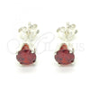 Sterling Silver Stud Earring, with Garnet Cubic Zirconia, Polished,, 02.63.2606.1