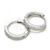 Sterling Silver Huggie Hoop, with White Micro Pave, Polished, Rhodium Finish, 02.175.0075.15