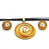 Oro Laminado Necklace and Earring, Gold Filled Style Spiral Design, Polished, Golden Finish, 06.59.0107.1