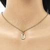 Oro Laminado Fancy Pendant, Gold Filled Style Initials Design, with White Cubic Zirconia, Polished, Golden Finish, 05.26.0033