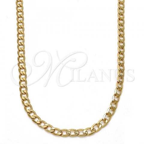 Gold Tone Basic Necklace, Curb Design, Polished, Golden Finish, 04.242.0025.28GT