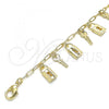 Oro Laminado Charm Anklet , Gold Filled Style key and Lock Design, Polished, Golden Finish, 03.372.0021.10