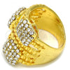 Oro Laminado Multi Stone Ring, Gold Filled Style with White Crystal, Polished, Golden Finish, 01.241.0019.09 (Size 9)