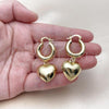 Oro Laminado Small Hoop, Gold Filled Style Heart and Hollow Design, Polished, Golden Finish, 02.196.0175.20