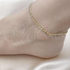 Oro Laminado Basic Anklet, Gold Filled Style Mariner Design, Diamond Cutting Finish, Golden Finish, 03.213.0313.10