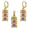 Oro Laminado Earring and Pendant Adult Set, Gold Filled Style with  Crystal, Golden Finish, 10.150.0047