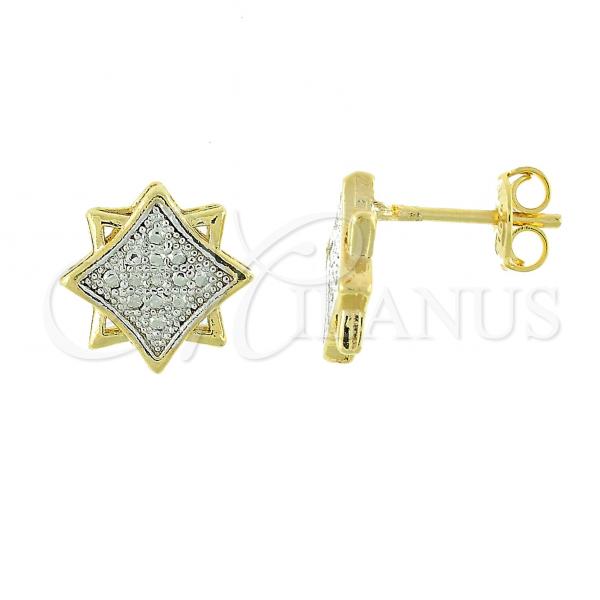 Oro Laminado Stud Earring, Gold Filled Style Lion Design, Polished, Two Tone, 02.55.0024 *PROMO*