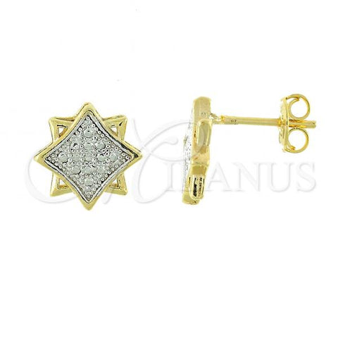Oro Laminado Stud Earring, Gold Filled Style Lion Design, Polished, Two Tone, 02.55.0024 *PROMO*