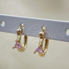 Oro Laminado Small Hoop, Gold Filled Style with Pink Cubic Zirconia, Polished, Golden Finish, 02.210.0501.2.12