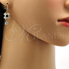 Oro Laminado Long Earring, Gold Filled Style with White Cubic Zirconia, Polished, Golden Finish, 02.217.0006.1