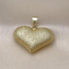 Oro Laminado Fancy Pendant, Gold Filled Style Heart and Hollow Design, Matte Finish, Golden Finish, 05.341.0094