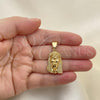 Oro Laminado Religious Pendant, Gold Filled Style Jesus Design, with White Micro Pave, Polished, Golden Finish, 05.342.0115
