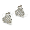 Sterling Silver Stud Earring, with White Micro Pave, Rhodium Finish, 02.175.0102