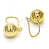Oro Laminado Leverback Earring, Gold Filled Style Ball Design, Polished, Golden Finish, 02.168.0035