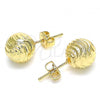 Oro Laminado Stud Earring, Gold Filled Style Diamond Cutting Finish, Golden Finish, 02.100.0105