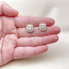 Oro Laminado Stud Earring, Gold Filled Style Cluster and Baguette Design, Polished, Golden Finish, 02.195.0366