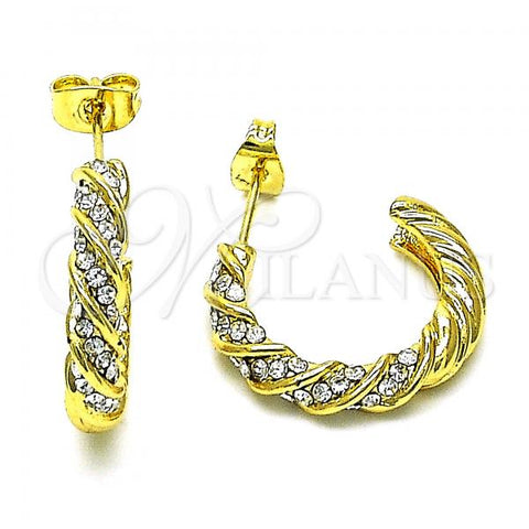 Oro Laminado Small Hoop, Gold Filled Style with White Crystal, Diamond Cutting Finish, Golden Finish, 02.379.0054.1.20