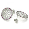 Rhodium Plated Stud Earring, with Ruby and White Micro Pave, Polished, Rhodium Finish, 02.233.0018.5