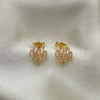 Oro Laminado Stud Earring, Gold Filled Style with Pink Cubic Zirconia, Polished, Golden Finish, 02.310.0053.1