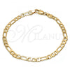Oro Laminado Basic Bracelet, Gold Filled Style Figaro Design, Polished, Golden Finish, 5.222.015.08