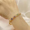 Oro Laminado Fancy Bracelet, Gold Filled Style with Multicolor Cubic Zirconia, Polished, Golden Finish, 03.283.0091.1.07