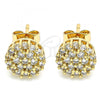 Oro Laminado Stud Earring, Gold Filled Style with White Micro Pave, Polished, Golden Finish, 02.344.0076