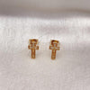 Oro Laminado Stud Earring, Gold Filled Style Crucifix Design, with White Micro Pave, Polished, Golden Finish, 02.342.0315