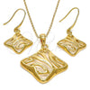 Oro Laminado Earring and Pendant Adult Set, Gold Filled Style Polished, Golden Finish, 10.59.0240