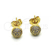Oro Laminado Stud Earring, Gold Filled Style with Amethyst Micro Pave, Polished, Golden Finish, 02.156.0424.6